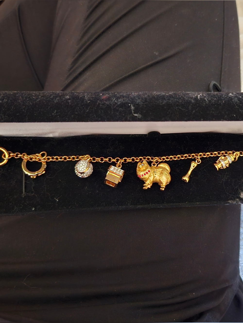 Danbury Mint Gold-Tone Elephant and Charm Bracelet with Crystal Accents - Picture 7 of 7